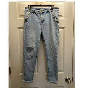 RedSeventy Women's US Size 14 (UK Size 42cm) Mid-Rise Cropped Light Wash Jeans